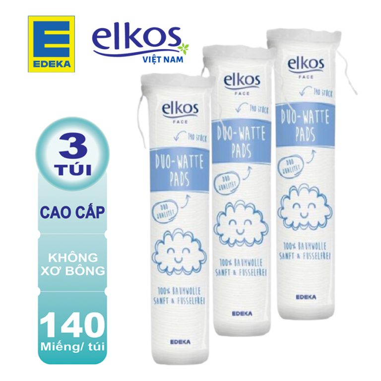 Combo 3 Túi Bông Tẩy Trang Elkos 140 miếng