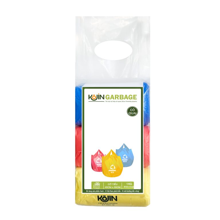 Túi rác màu tự huỷ có quai KOJIN kích thước 45cm x 55cm x 125 túi