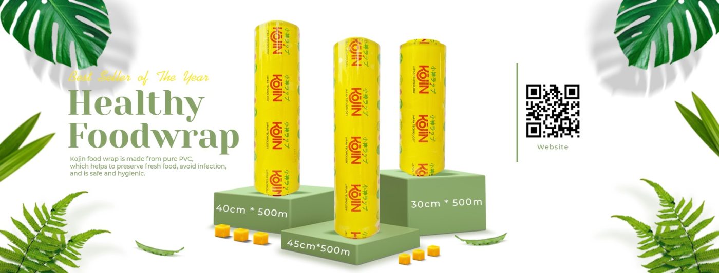 Màng bọc thực phẩm Kojin cuộn lớn 30-45cm x 500m cho nhà hàng, khách sạn