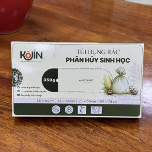 Hộp túi rác phân hủy sinh học Kojin - làm từ tinh bột và vỏ trấu cà phê, 4 cỡ 35x60, 45x55, 55x65, 65x78cm